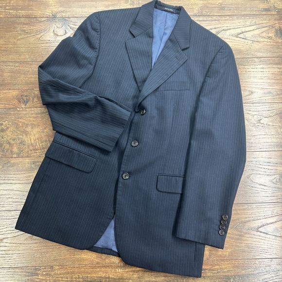 Ralph Ralph Lauren RRL Mens 40R Navy Blue Pinstripe Suit Jacket 100% Wool - Picture 1 of 13